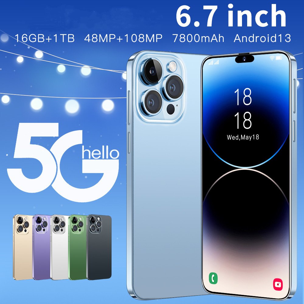 Original i15 phone 15 pro max neuf 6.7 inch 12GB + 512Gb Clone IOSS smartphone 8-core celulares 15 pro max unlocked mobile phone